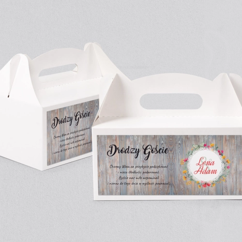 Pudełko na ciasto weselne Rustical Motyw 10