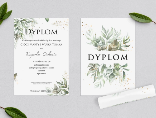 Dyplomy dla Dzieci - Leaves Motyw 1