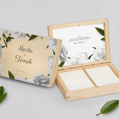 Pudełko na obrączki prostokątne naturalne - Soft Motyw 3