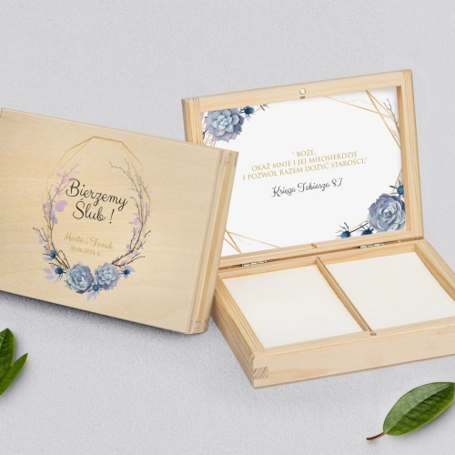 Pudełko na obrączki prostokątne naturalne - Flowers & Frame Motyw 6