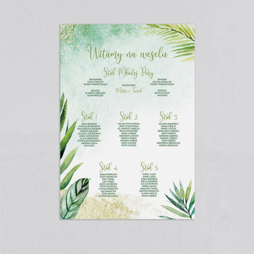 Plan stołów weselnych Tropical - Motyw 4