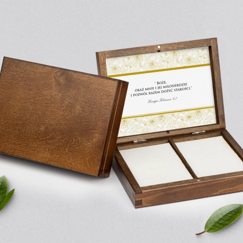 Pudełko na obrączki prostokątne brązowe - Ornaments Motyw 3