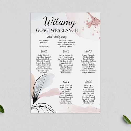 Plan stołów weselnych Watercolor Wedding - Motyw 2