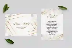 Plan Stołów - Karteczka Marmur & Złoto Motyw 1