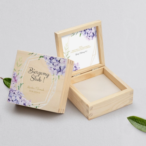 Pudełko na obrączki naturalne - Flowers & Frame Motyw 1