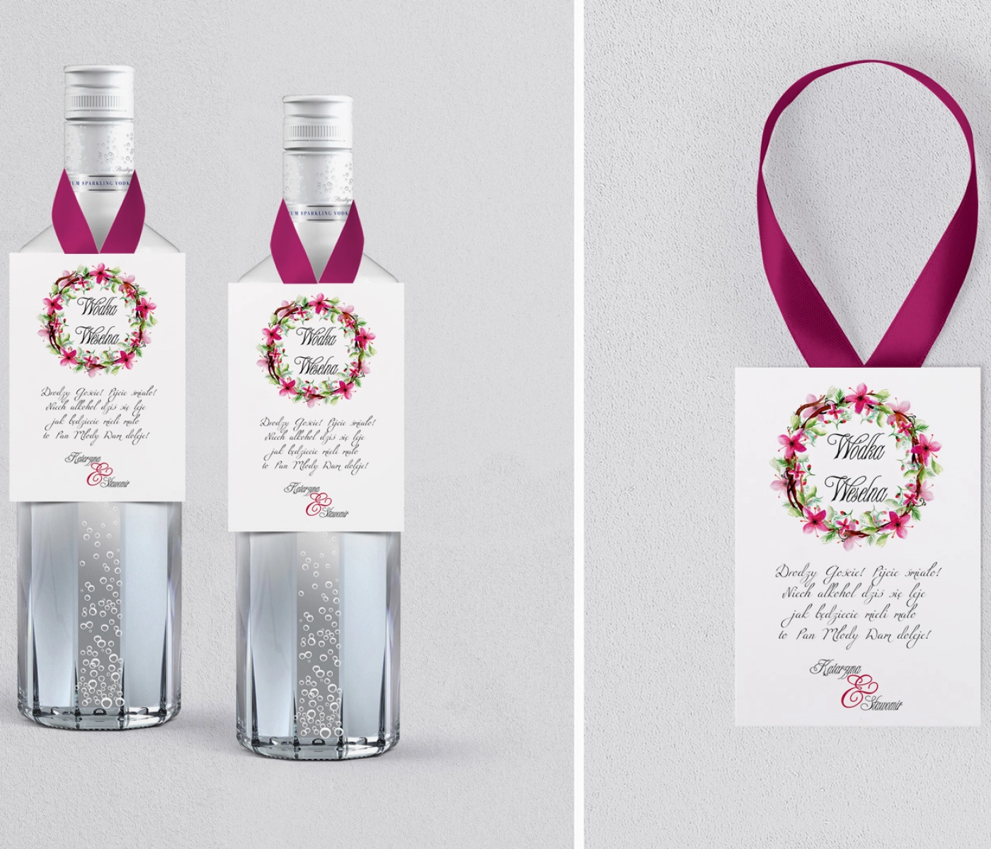 Zawieszka na alkohol Akwarelowe Wianki - Motyw 2