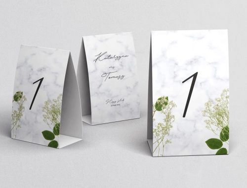 Numerki na stół Marble leaf Motyw 3