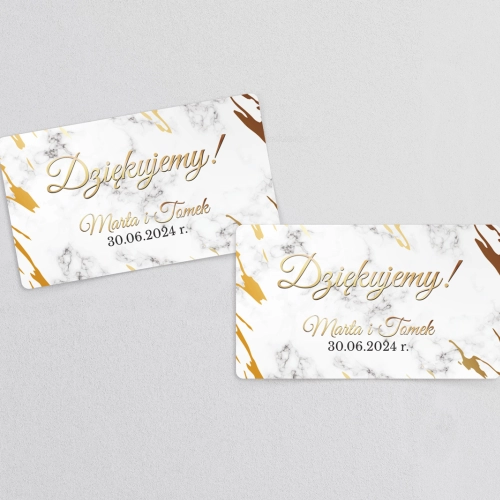 Naklejki na słoiczki weselne Marmur i Złoto - Arkusz 21 szt Motyw 3