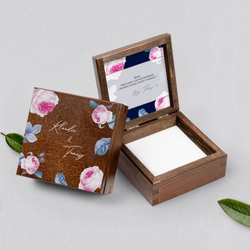 Pudełko na obrączki brązowe - Loveletter Motyw 3