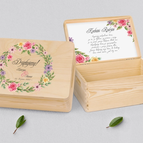 Skrzyneczka dla Rodziców - naturalna Akwarelowe Wianki Motyw 5