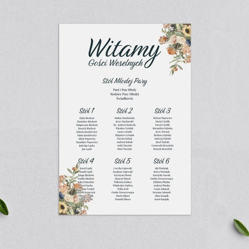 Plan stołów weselnych Rustic Summer - Motyw 2