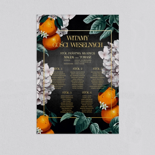 Plan stołów weselnych Amore - Złota Ramka - Motyw 2