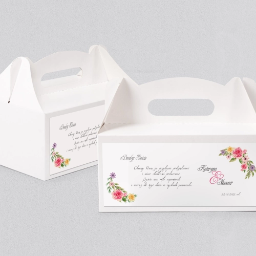 Pudełko na ciasto weselne Akwarelowe Wianki - Motyw 5