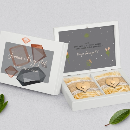 Pudełko na obrączki prostokątne białe - Butterflies - Motyw 3