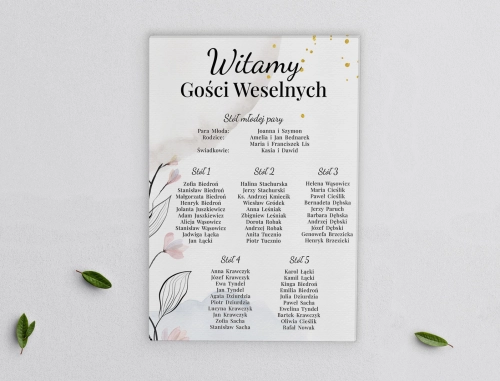 Plan stołów weselnych na płótnie Watercolor Wedding Motyw 3