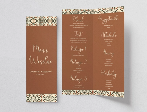 Menu Weselne Vintage - Motyw 3