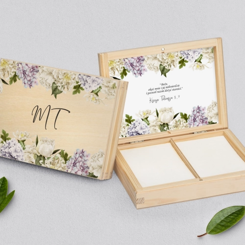 Pudełko na obrączki prostokątne naturalne - Ofelia Motyw 2