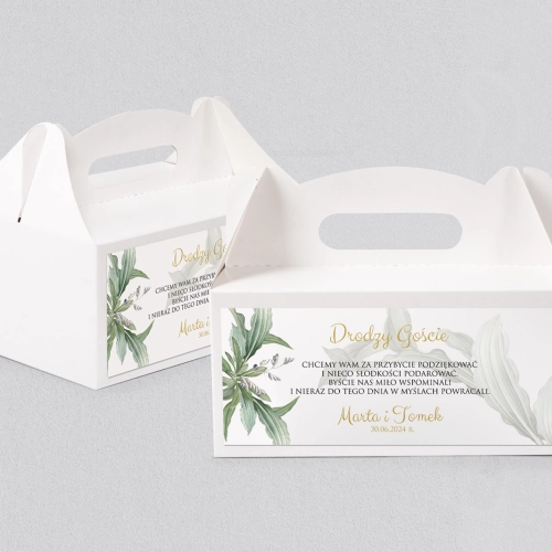 Pudełko na ciasto weselne Liście- Motyw 1