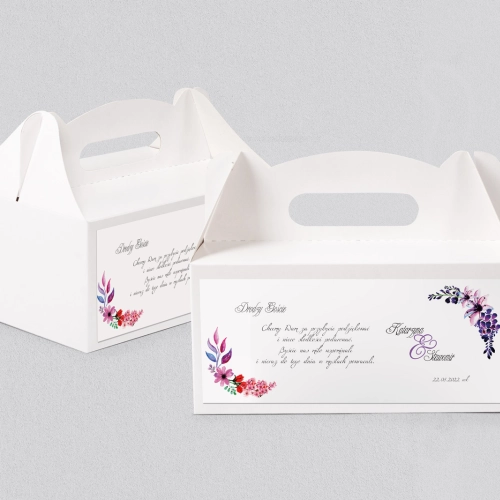 Pudełko na ciasto weselne Akwarelowe Wianki - Motyw 7