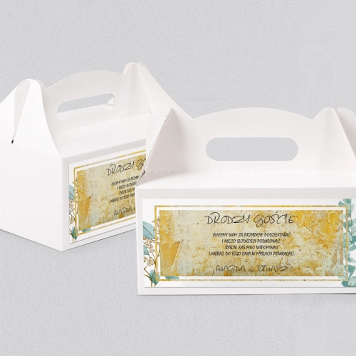 Pudełko na ciasto weselne Mgiełka - Motyw 3