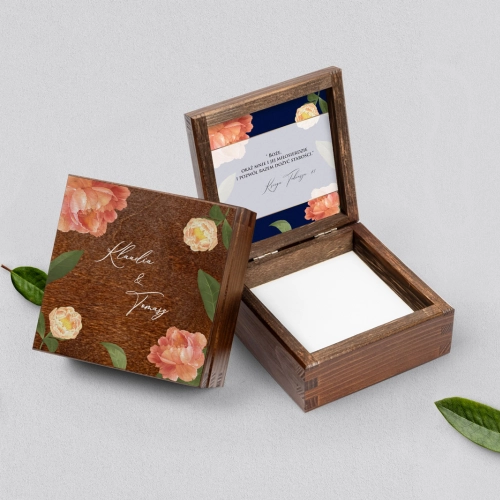 Pudełko na obrączki brązowe - Loveletter Motyw 5