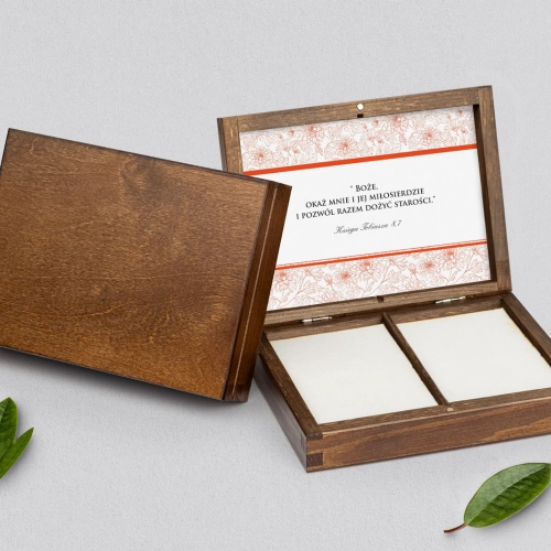 Pudełko na obrączki prostokątne brązowe - Ornaments Motyw 7
