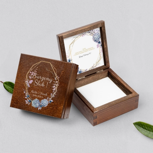 Pudełko na obrączki brązowe - Flowers & Frame Motyw 6