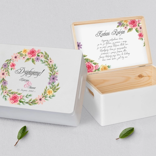 Skrzyneczka dla Rodziców - biała Akwarelowe Wianki Motyw 5