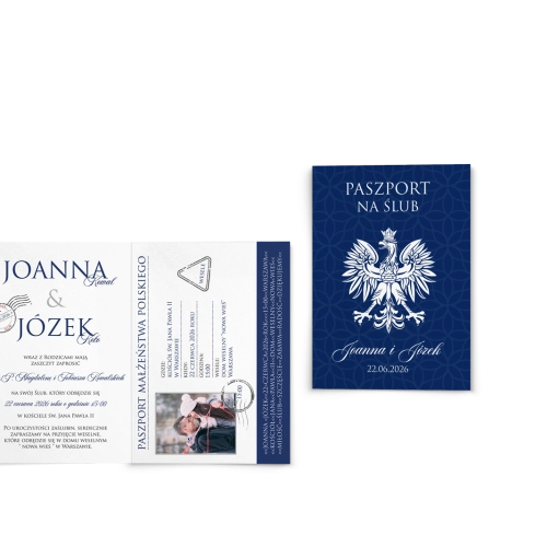 Zaproszenia ślubne Paszport - Składane motyw 1