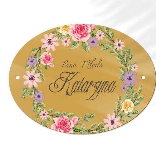 Zawieszka na krzesła - Owalna Akwarelowe Wianki Motyw 5