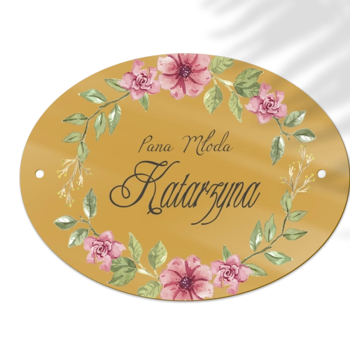 Zawieszka na krzesła - Owalna Akwarelowe Wianki Motyw 6