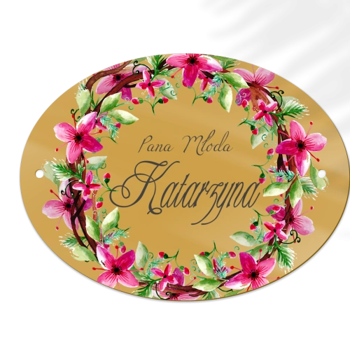 Zawieszka na krzesła - Owalna Akwarelowe Wianki Motyw 2