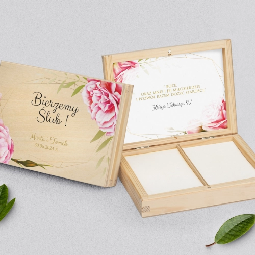 Pudełko na obrączki prostokątne naturalne - Flowers & Frame Motyw 5