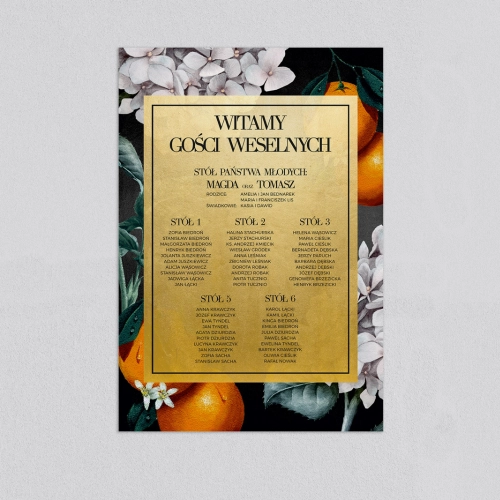 Plan stołów weselnych Amore - Gold - Motyw 2