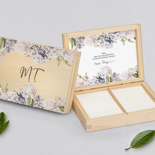 Pudełko na obrączki prostokątne naturalne - Ofelia Motyw 1