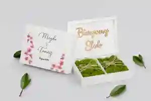 Pudełko na obrączki prostokątne białe - Biały Czas - Motyw 3