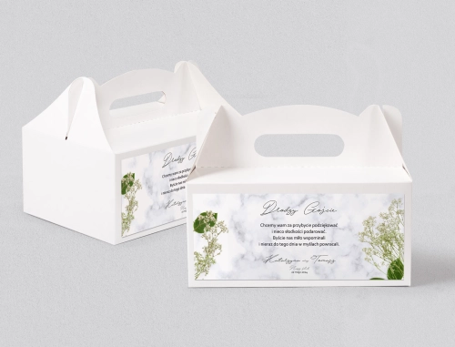 Pudełko na ciasto weselne Marble leaf - Motyw 3