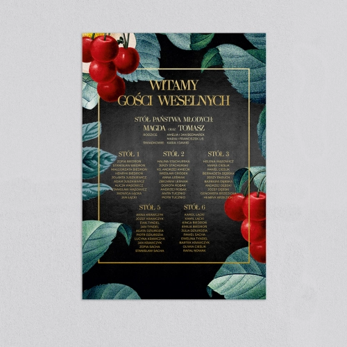 Plan stołów weselnych Amore - Złota Ramka - Motyw 1