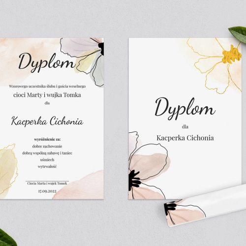 Dyplomy dla Dzieci - Watercolor Wedding Motyw 1