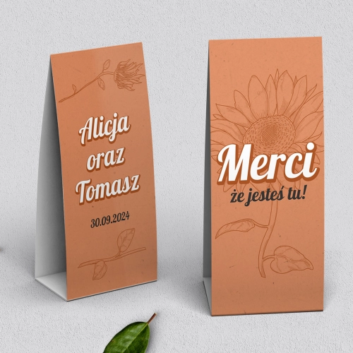 Podziękowanie Merci - Pudełeczko Sunflowers Motyw 2