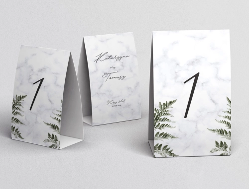 Numerki na stół Marble leaf Motyw 2