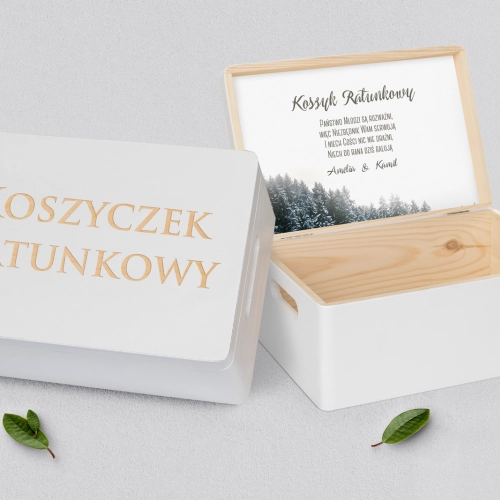 Koszyczek ratunkowy weselny biały - Forest - Motyw 4