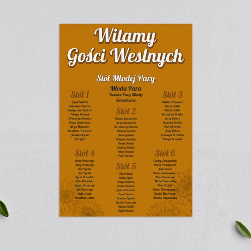 Plan stołów weselnych Sunflowers - Motyw 3