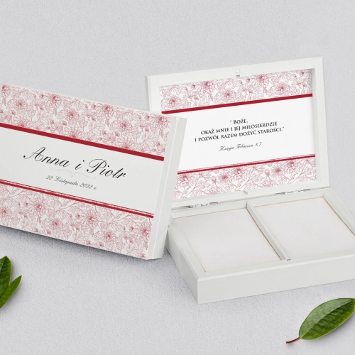 Pudełko na obrączki prostokątne białe - Ornaments Motyw 2