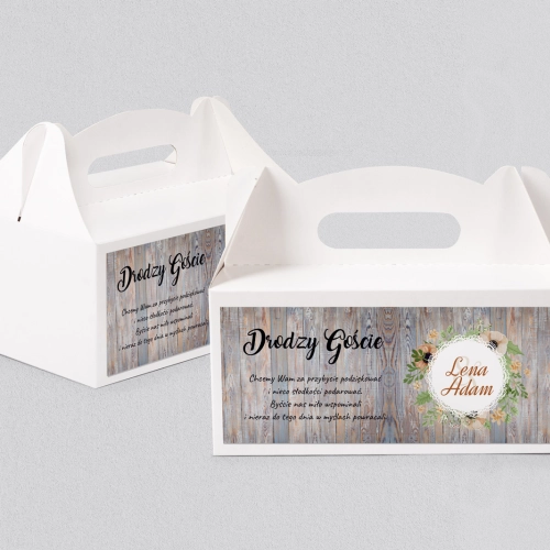 Pudełko na ciasto weselne Rustical Motyw 18