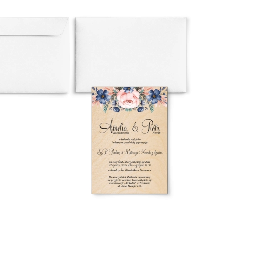 Zaproszenia ślubne Geometryczne Serce - Drewniane Motyw 2