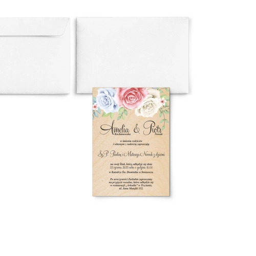 Zaproszenia ślubne Geometryczne Serce - Drewniane Motyw 3