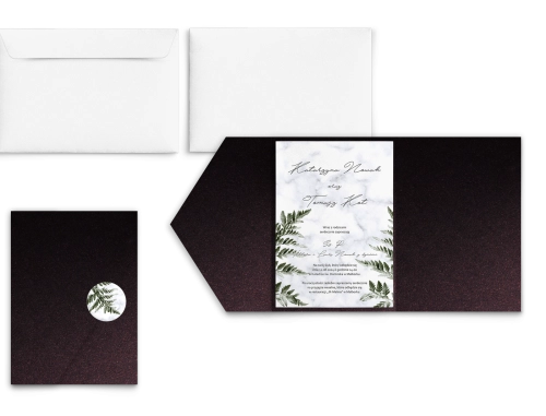 Zaproszenia ślubne w etui Marble leaf - motyw 2