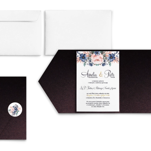 Zaproszenia ślubne w etui Geometryczne Serce - motyw 2