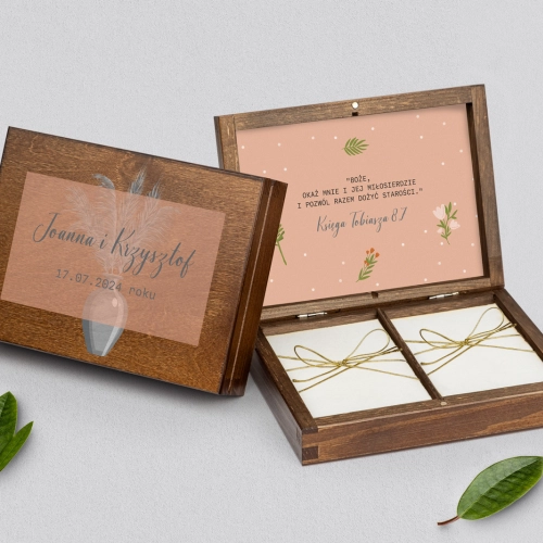 Pudełko na obrączki prostokątne brązowe - Butterflies - Motyw 4